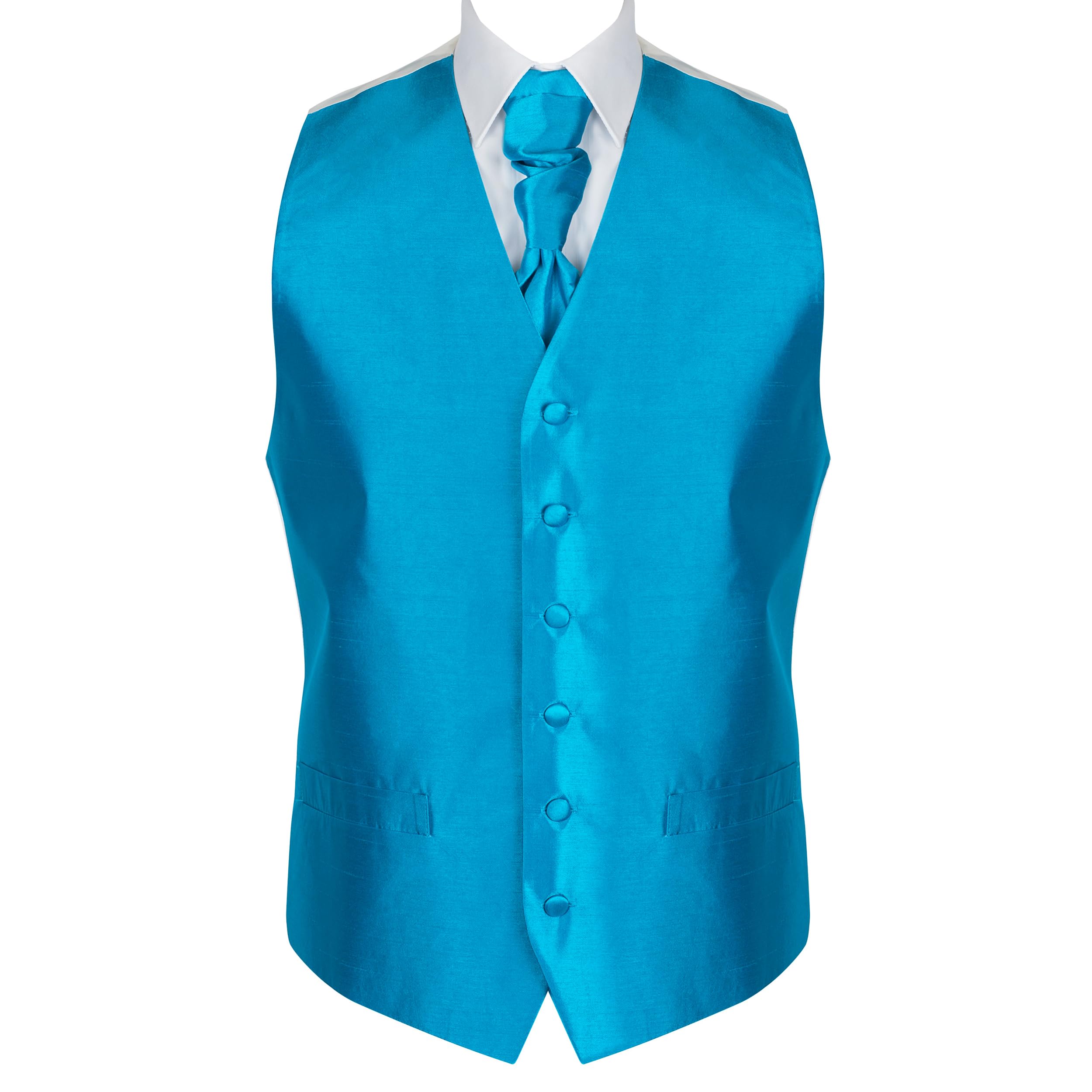 Abel & Burke Crystal Teal Shantung Wedding Waistcoat #AB-WWB1005/2 Men's L - 42''