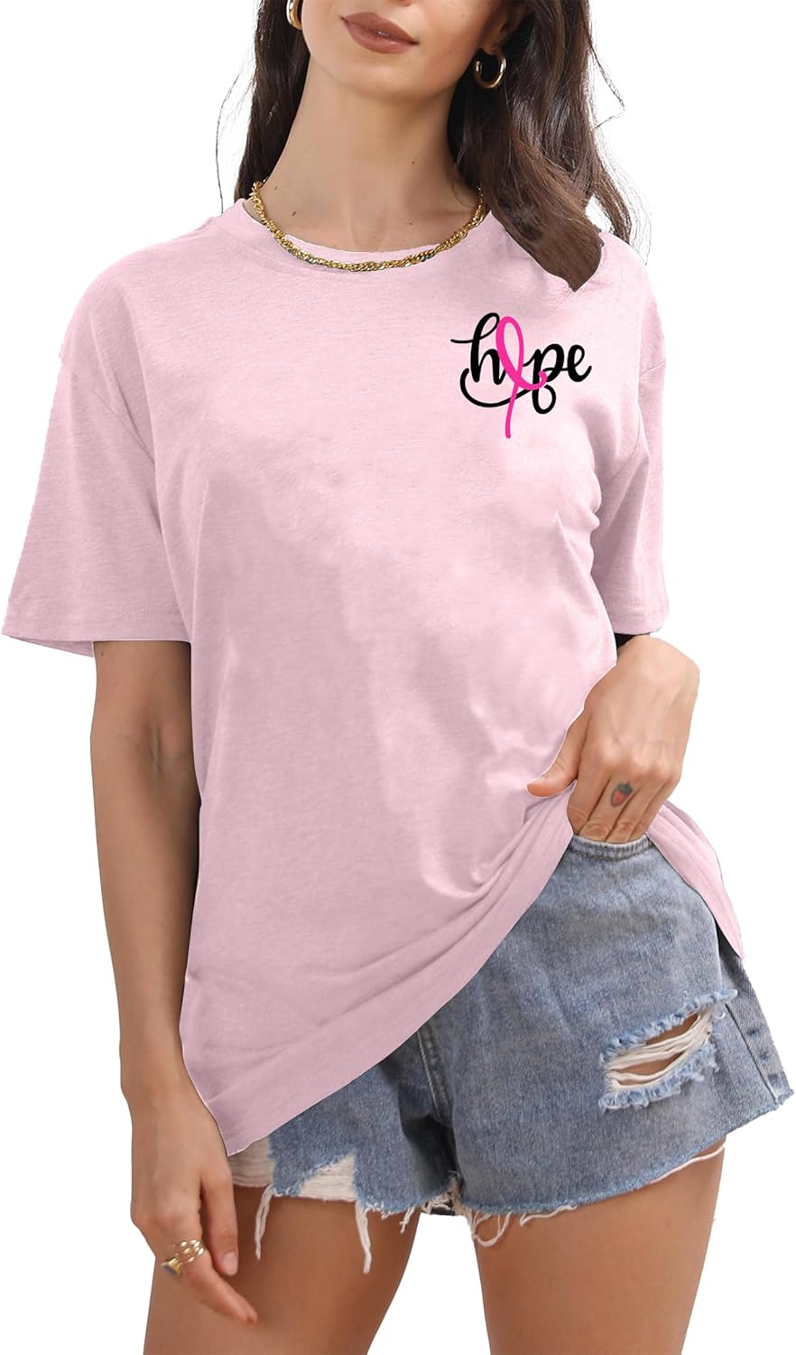 Breast Cancer Shirts Women Pink Ribbon Breast Cancer Awareness Tshirt Cancer Survivor Gifts Tee Tops - Image 4