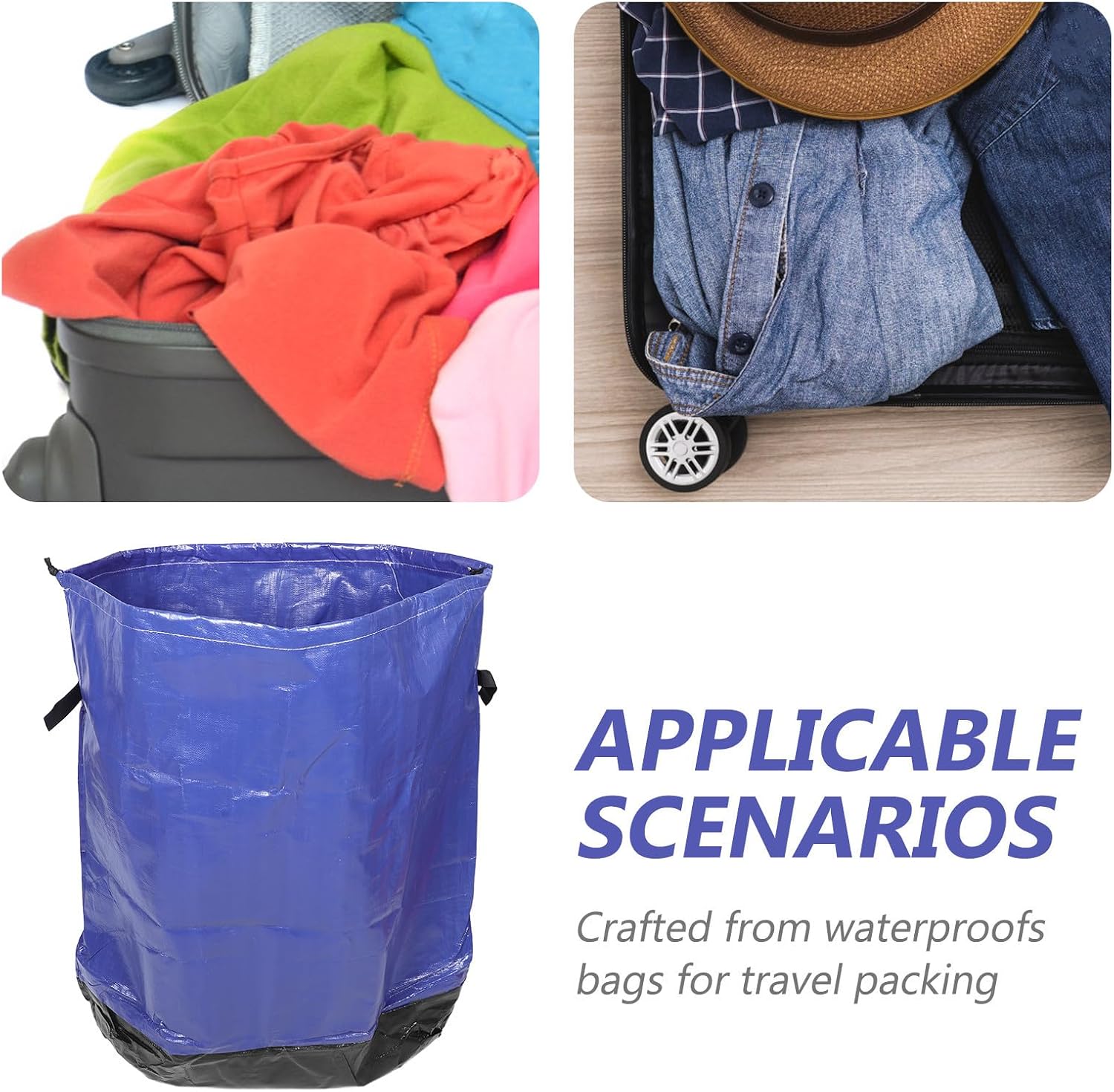 2pcs Heavy Duty Moving Bag 47x39 Inch Pe Blue Reusable | Handles, College Dorm Moving and Travel Packing, Optimized Organization for Clothes and Blankets
