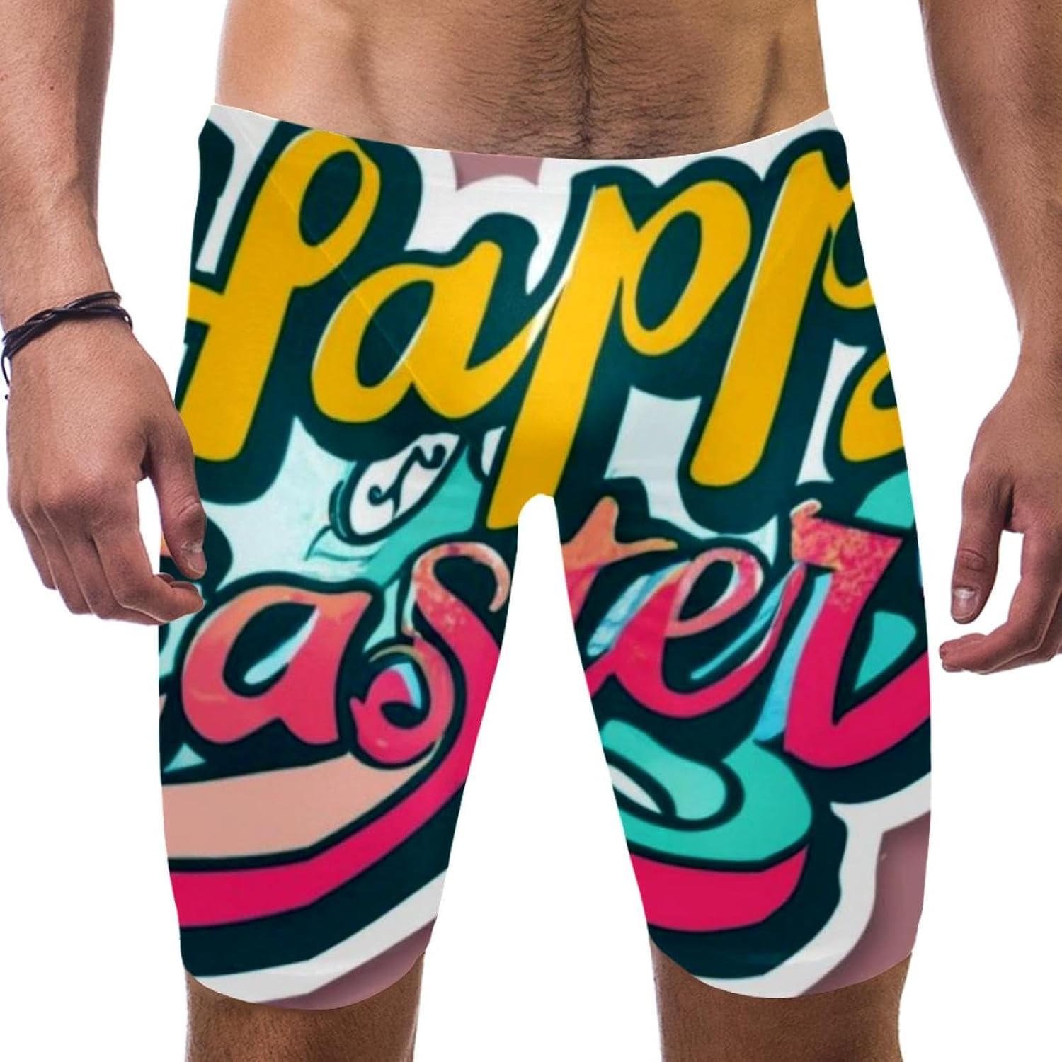 Happy Easter Jammer Swimsuit Mens Swim Jammers Endurance Long Racing Training Swimsuit