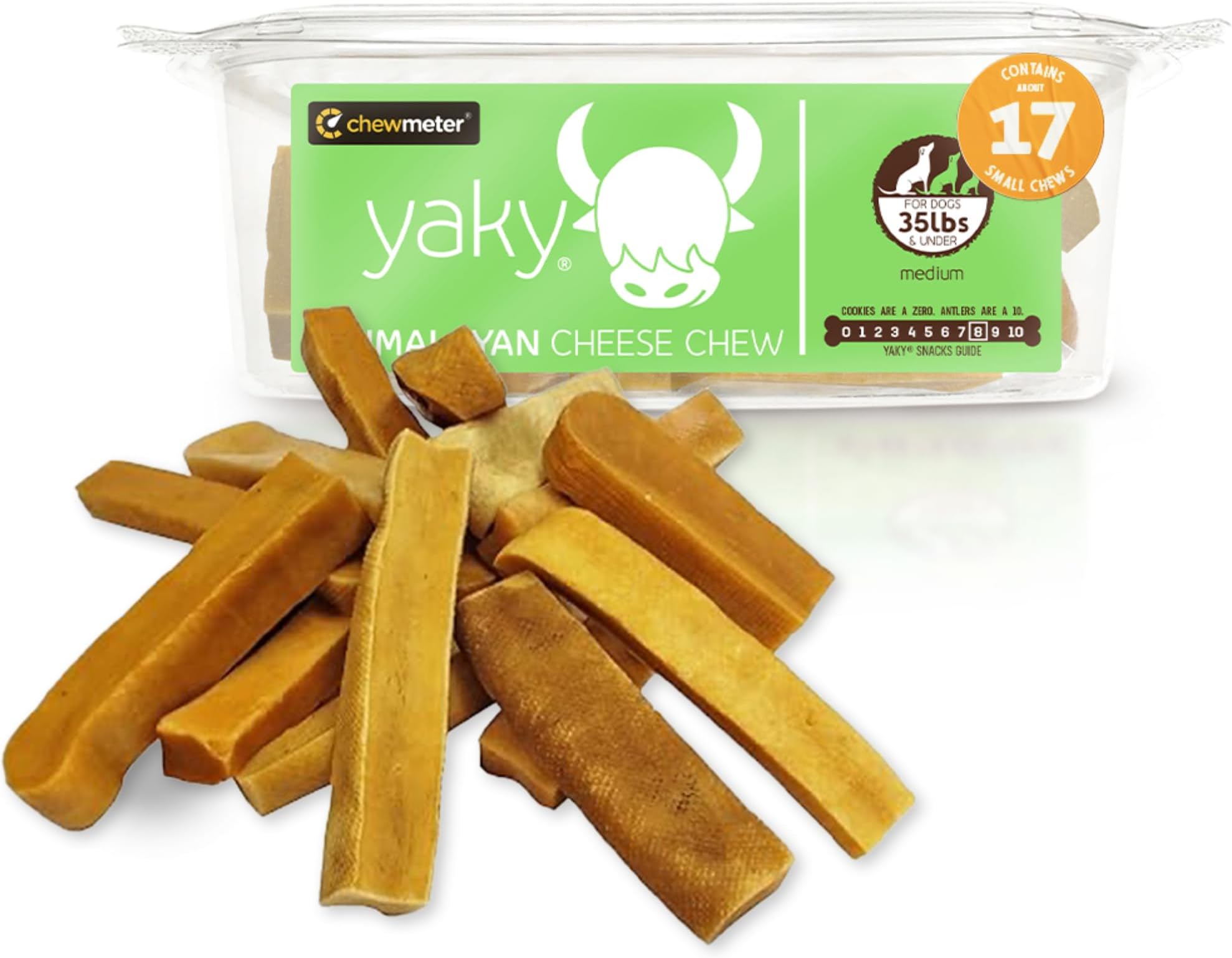 Chewmeter Himalayan Yaky Cheese Chew, 100% Natural, Long Lasting, Gluten Free, Healthy & Safe Dog Treats, Lactose & Grain Free, Protein Rich, Stain Free, Medium, Dogs 35 Lbs & Under, 2.5 lb Bulk Tub
