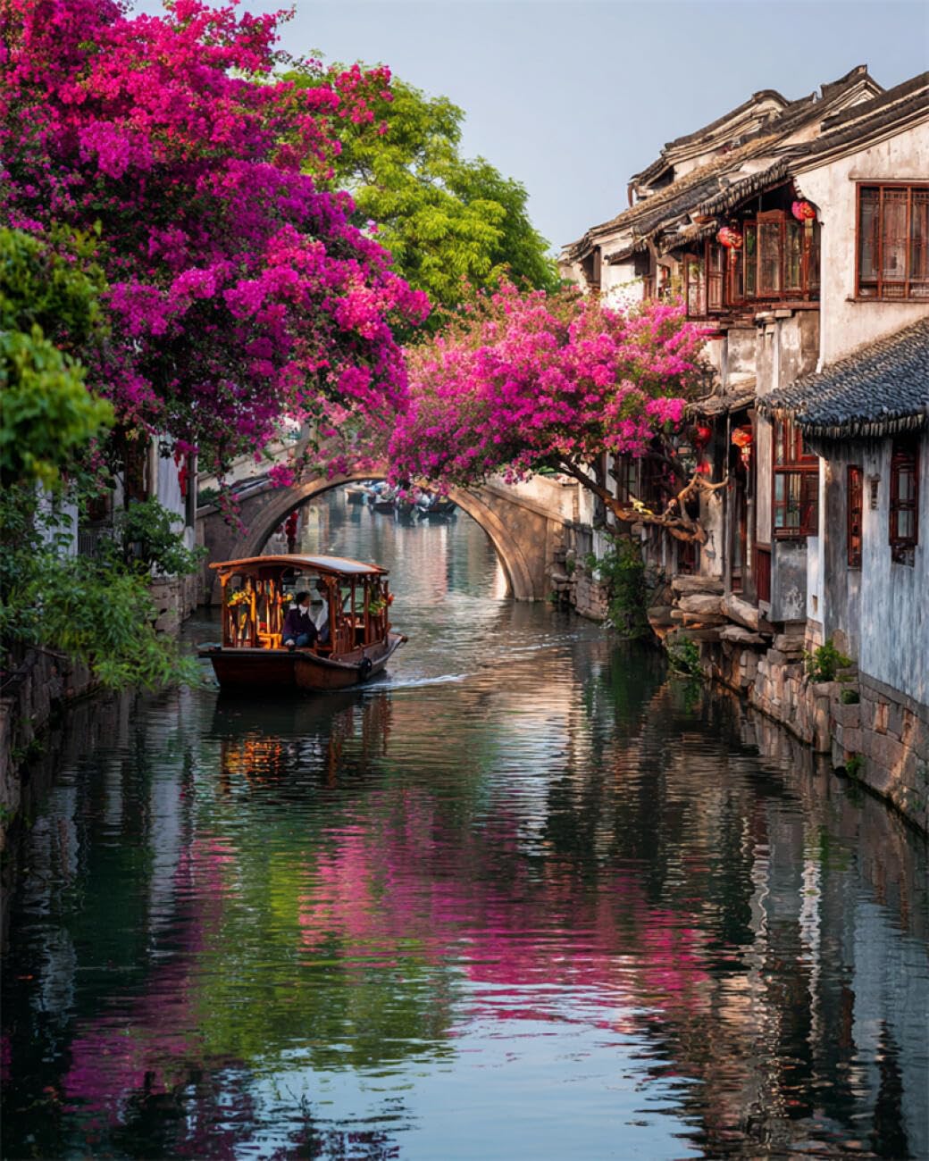 Rqwybcaxn Seed Bead Embroidery Kits Jiangnan Water Town 40x50cm