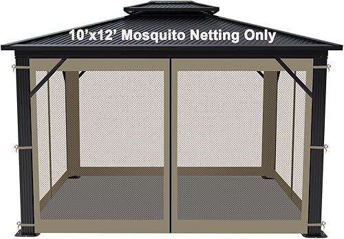 SunCula Red universal de repuesto para cenador, 4 paneles con cremallera para jardín, patio, solo red (10 x 12 pies, negro)