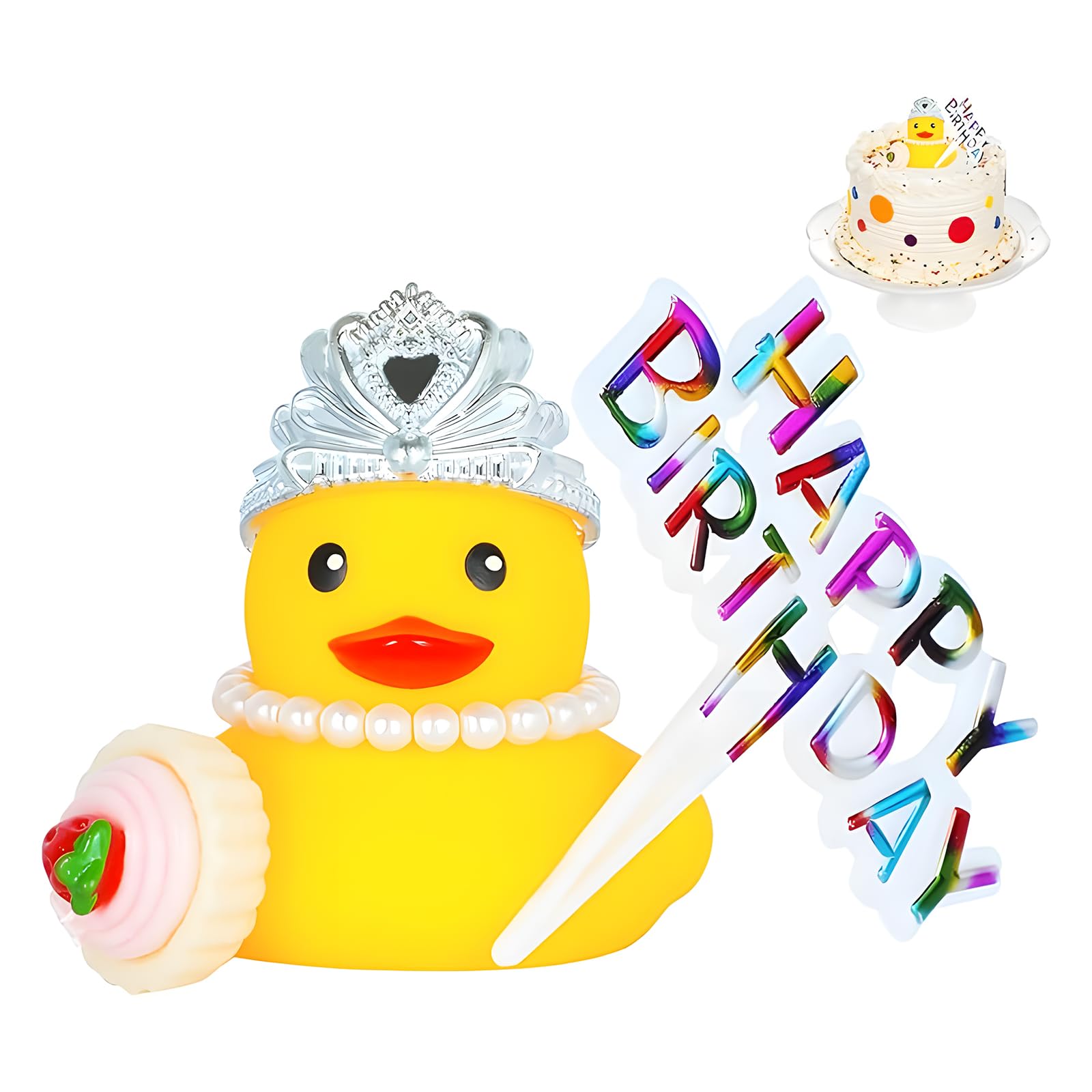 Birthday Rubber Ducks Cake Topper, Duck Birthday Cake Decorations Set