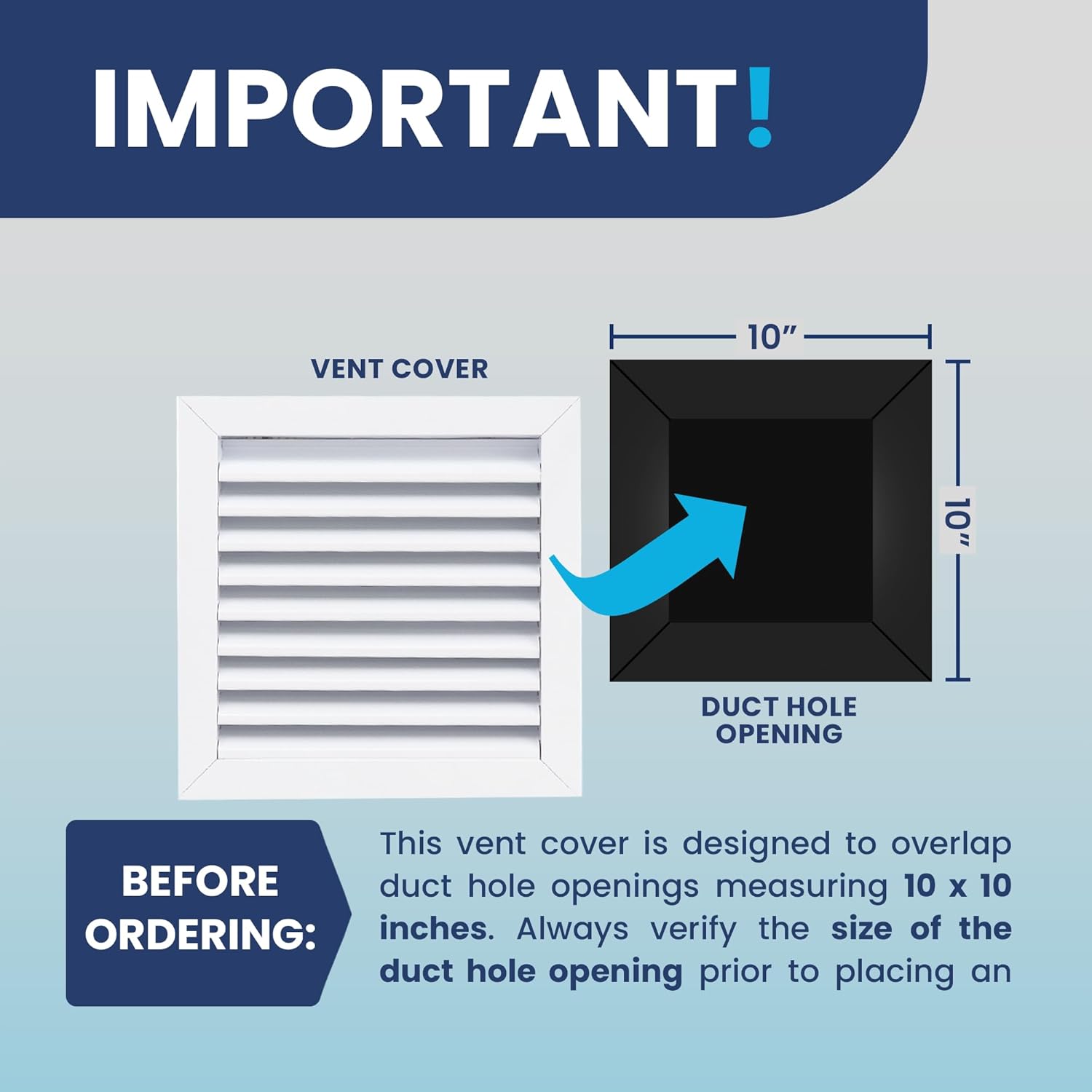 [10 x 10 Duct Hole] Vent Cover. Aluminum Exterior Return Grille HVAC Sidewall - Outside Air Louver Waterproof & Rain Block. Return Grille Outdoor. The Aluminum Never Rust. White [11.6 x 11.6" Face]