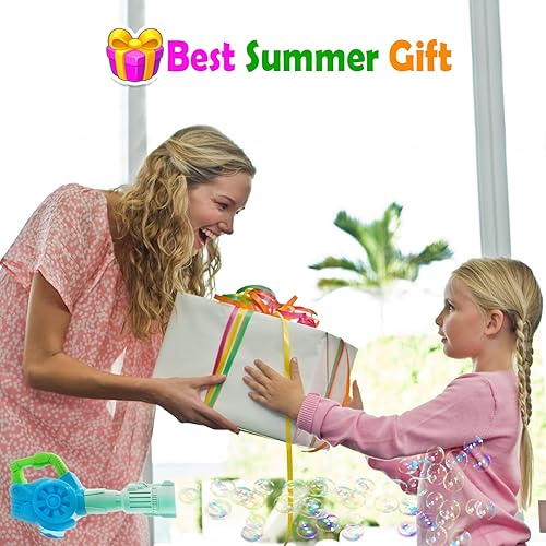 Miniatura 7 de Máquina de burbujas para niños, ametralladora de burbujas para niños con solución de 2 burbujas, juguetes de verano al aire libre, regalos de