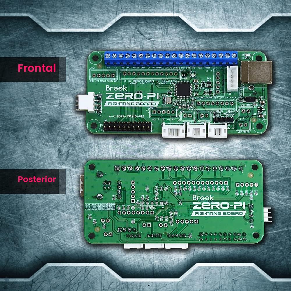 Brook Zero- Pi Fighting Board versión fácil – Compatible con Switch/PS3/PS2/PS/PC (X-Input)/emulador de Juegos Retro a Cabezal de Terminal de Tornillo de Palo Arcade Incluido