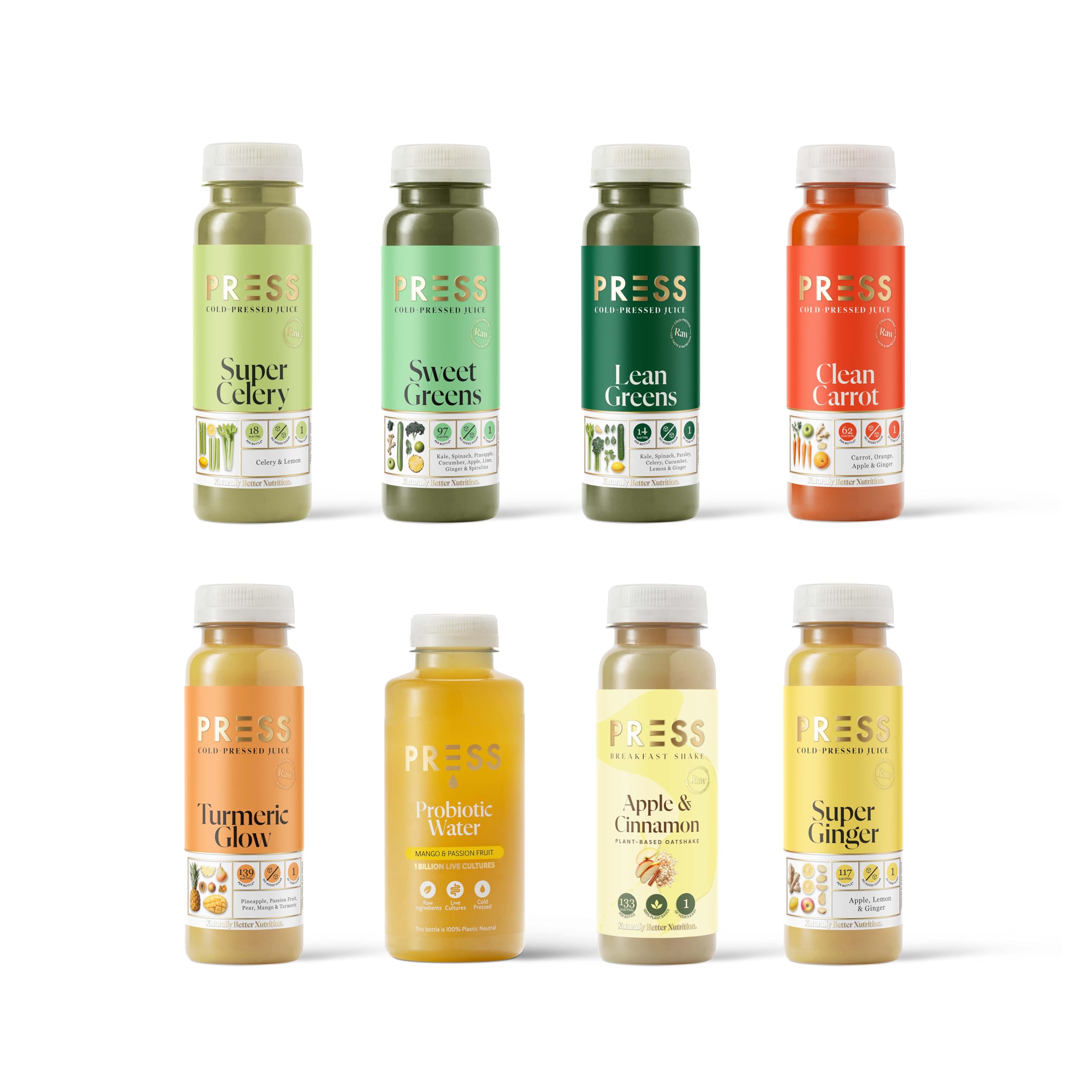 PRESS Healthfoods 5-Day Beginner Juice Cleanse (40 Juices) | Juice Cleanse for Beginners | Meal Replacement for Weight Control | Green, Carrot, Nut Milk & Water