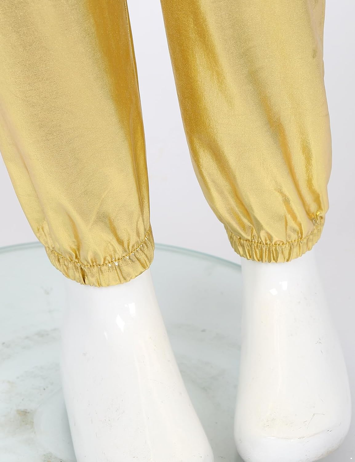Yhong Boys Girls Shiny Metallic Waistband Dance Pants Hip-hop Street Dance Sweatpants Harem Pants with Pokcet