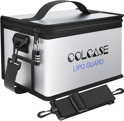 Miniatura 8 de Bolsa de seguridad ignífuga antiexplosión Colcase para batería Lipo almacenamiento y carga gran espacio altamente resistente bolsa doble cierre para