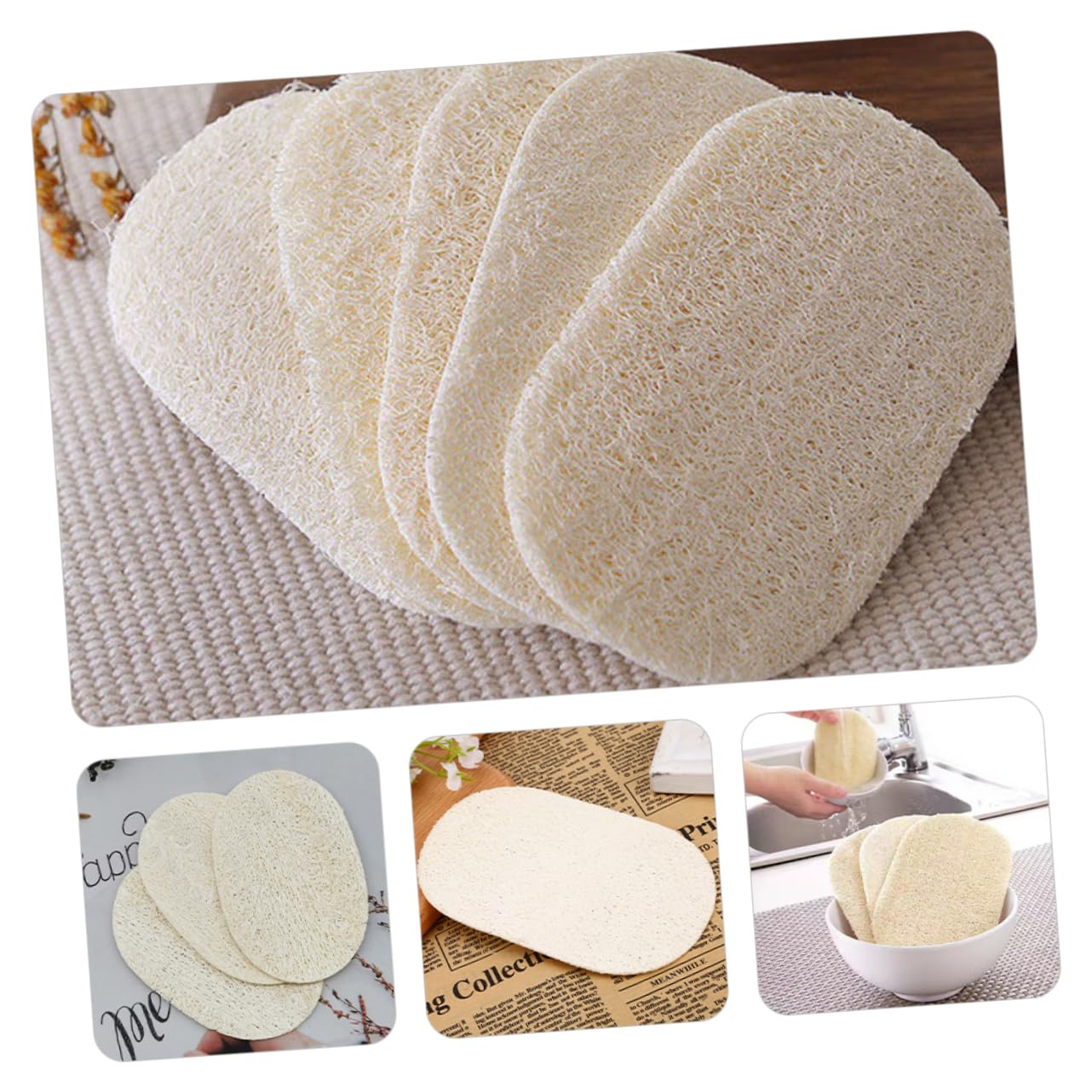 Alipis 5 Set Luffa per Lavare I Piatti Spugna della Loofah Naturale Asciugatutto Strofinaccio Cucina Strumenti per Il Lavaggio della Vasca Spugne Lavapavimenti Bianca 10 Pezzi * 5