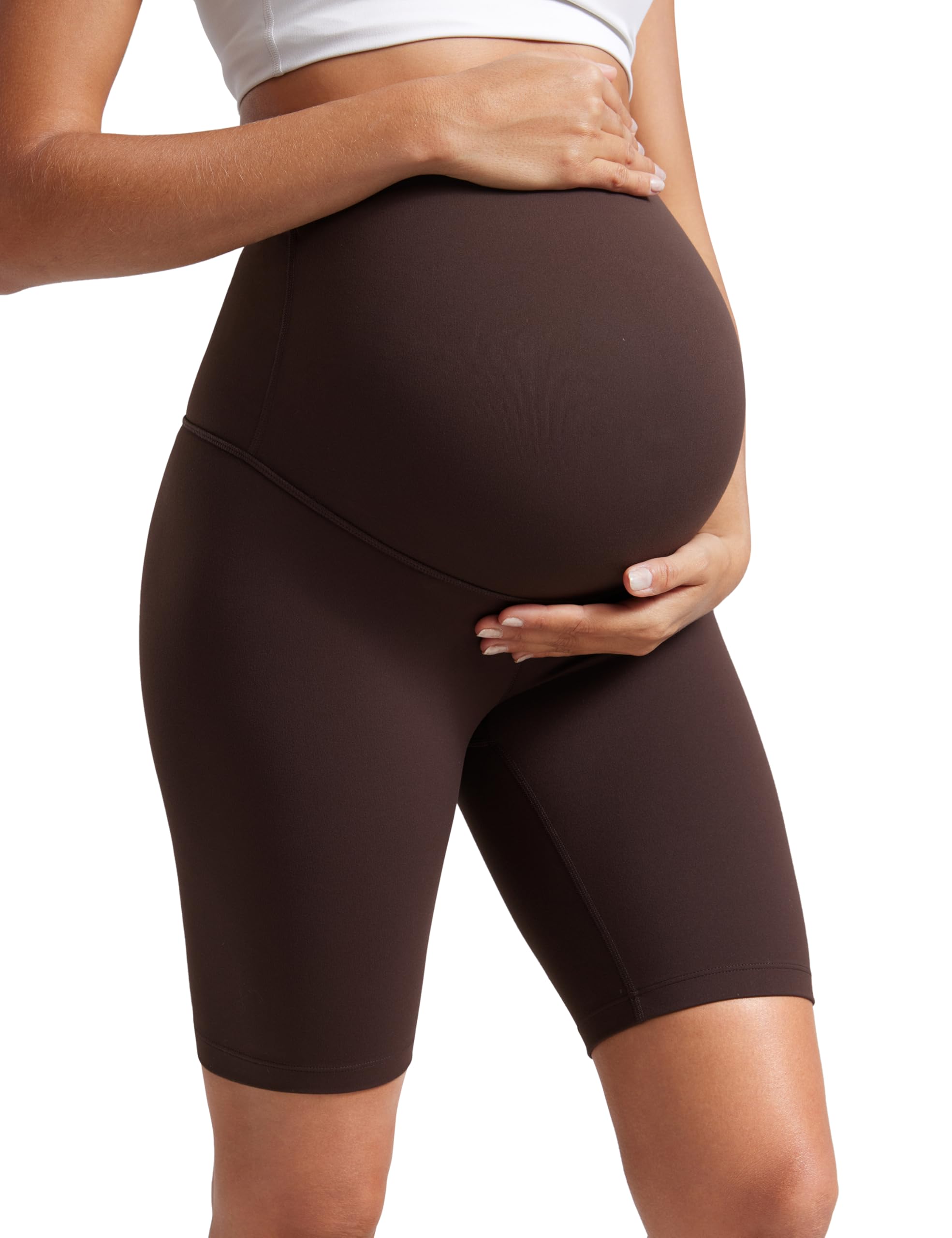 CRZ YOGA Women's Butterluxe Maternity Shorts Over The Belly - 4"/6"/8" Over Bump Yoga Sports Biker Shorts Pregnancy Leggings — view 17