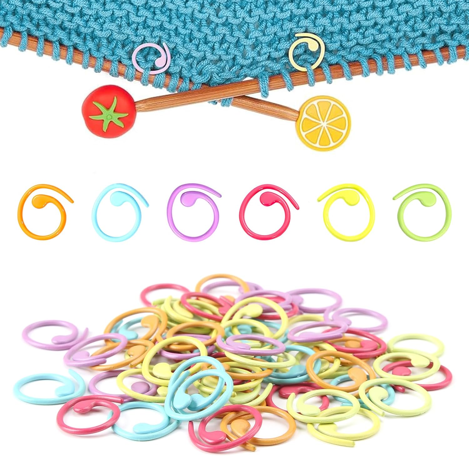 60 Pièces Marqueur Tricot en Alliage de Zinc, 6 Couleurs, 10 pièces