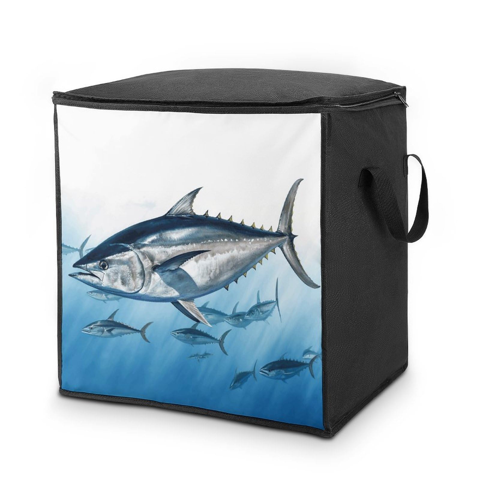 Bluefin Tuna Thunnus Storage Bag with Zippers And Handle Extra Large Bedding Comforter Storage Bag Foldable Blanket Storage Bags Fabric Moving Bags for Closet Organizer (70L)