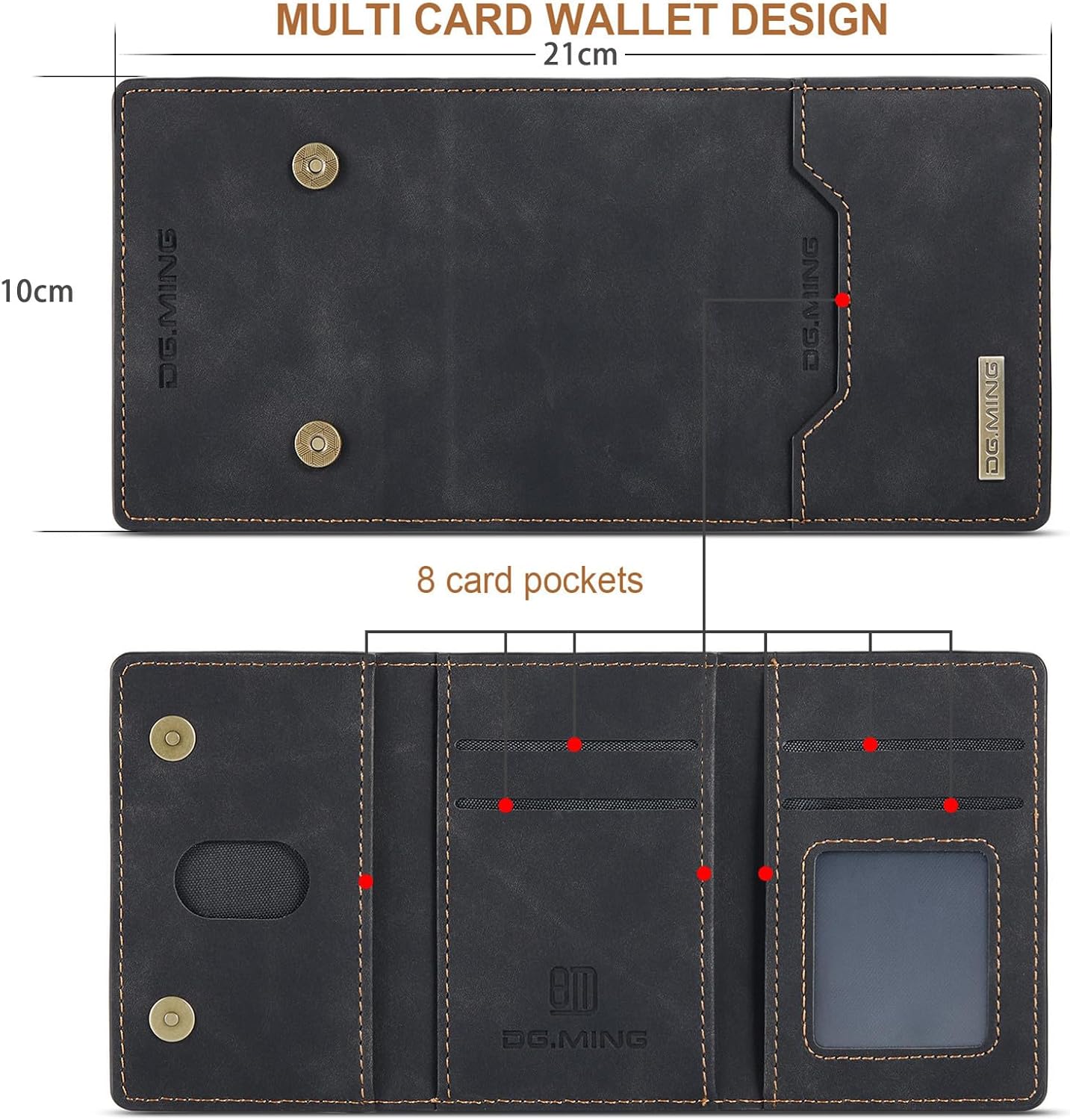 SZHAIYU Leather Wallet Phone Cases Compatible with iPhone 15 Case with Card Holder Men 6.1'' 2 in 1 Detachable Back Cover (Black, IP 15)