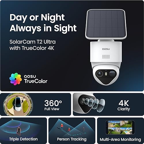 Miniatura 2 de aosu 2K Indoor Security Camera T2 Ultra 4K Solar Outdoor Wireless Security Cameras