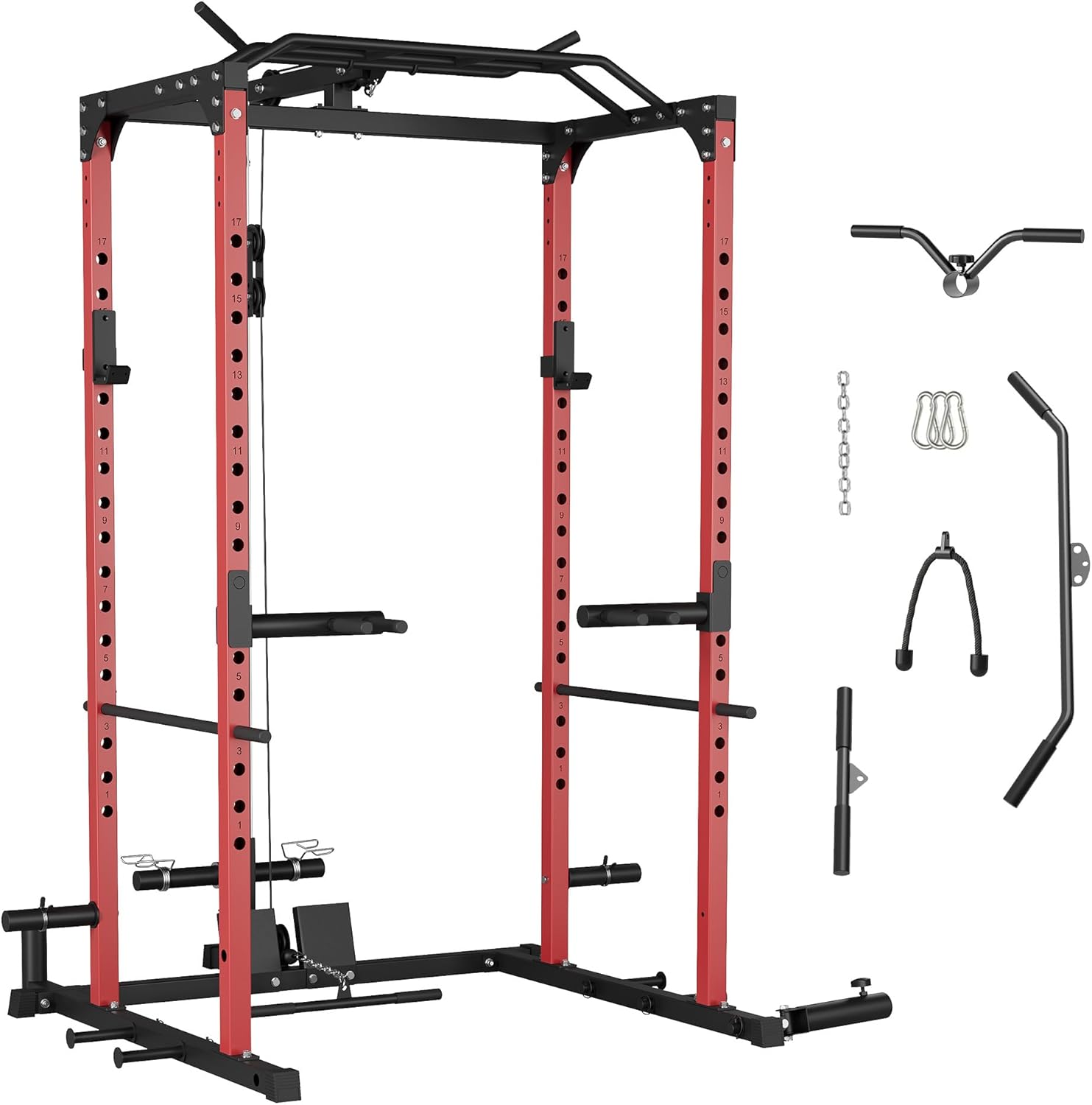 FinerFurnis FinerFurnis Power Cage – 1200lbs Capacity with Optional Pulley System & Dip Handles