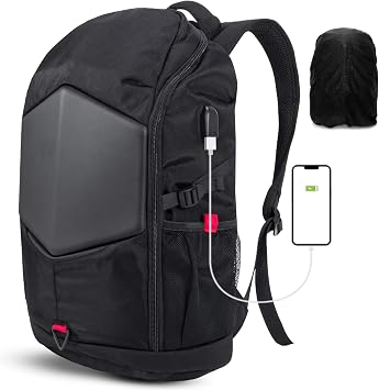 Amazon.com: Mochila negra para laptop para hombre con puerto de carga USB,  bolsa para laptop de 17 pulgadas, bolsa de viaje para negocios con bolsa  impermeable, Negro, : Electrónica