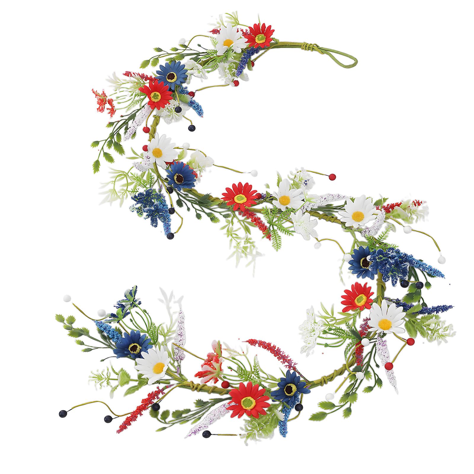White Blue Flower Wreath for Independence Day Festivities and Gatherings Patriotic Garlands Table Centerpiece Independence Day Decorations