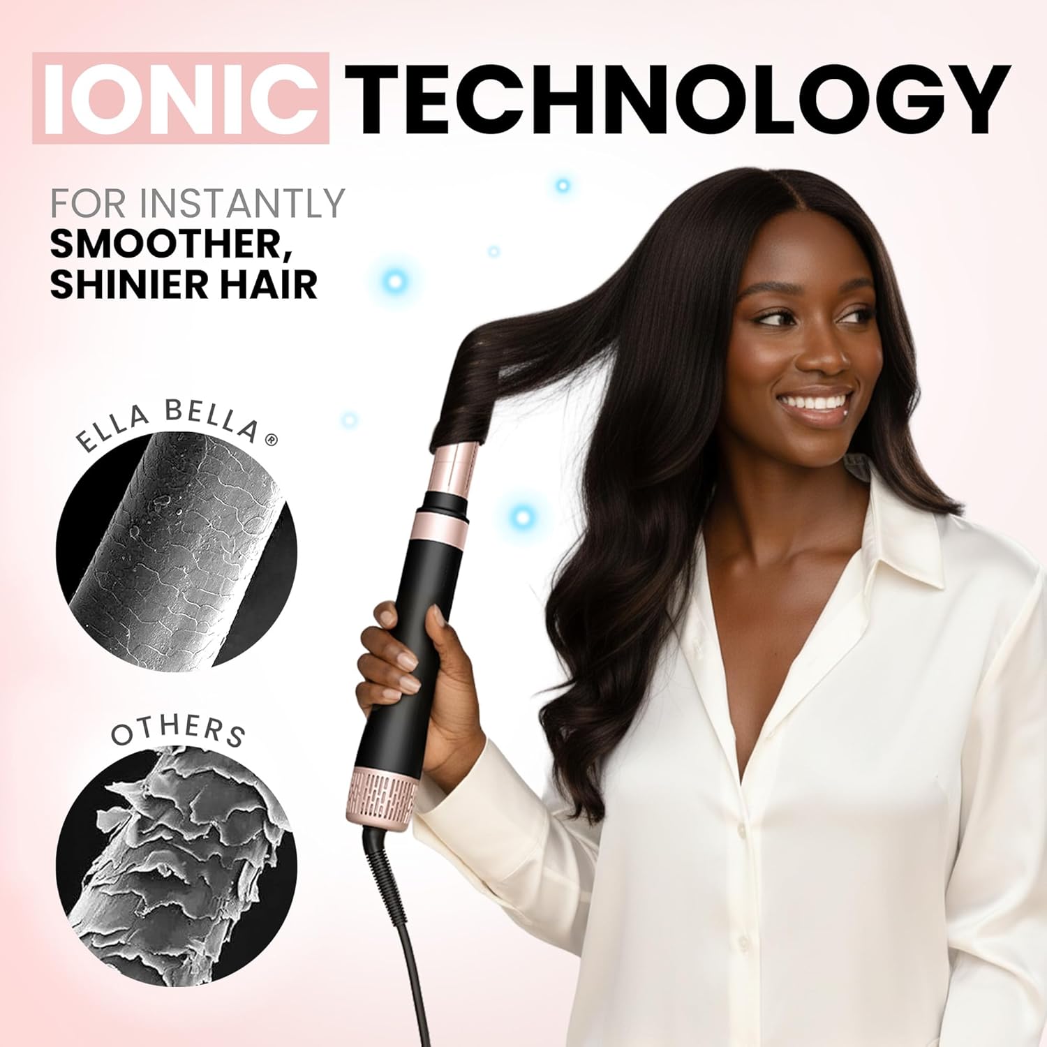 ELLA BELLA® 6 in 1 Professional Hot Air Styler • Powerful Hair Dryer & Straightener Set • Styling Without Heat Damage • Fast Drying Curling Volumizing Straightening • Includes Protective Travel Case - Image 5