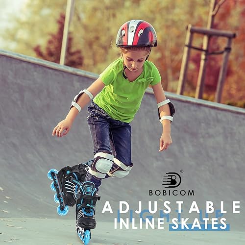 Miniatura 7 de BOBICOM Patines en línea ajustables con ruedas de luz completa, patines iluminadores para exteriores para niños y adultos, niñas y niños, hombres y