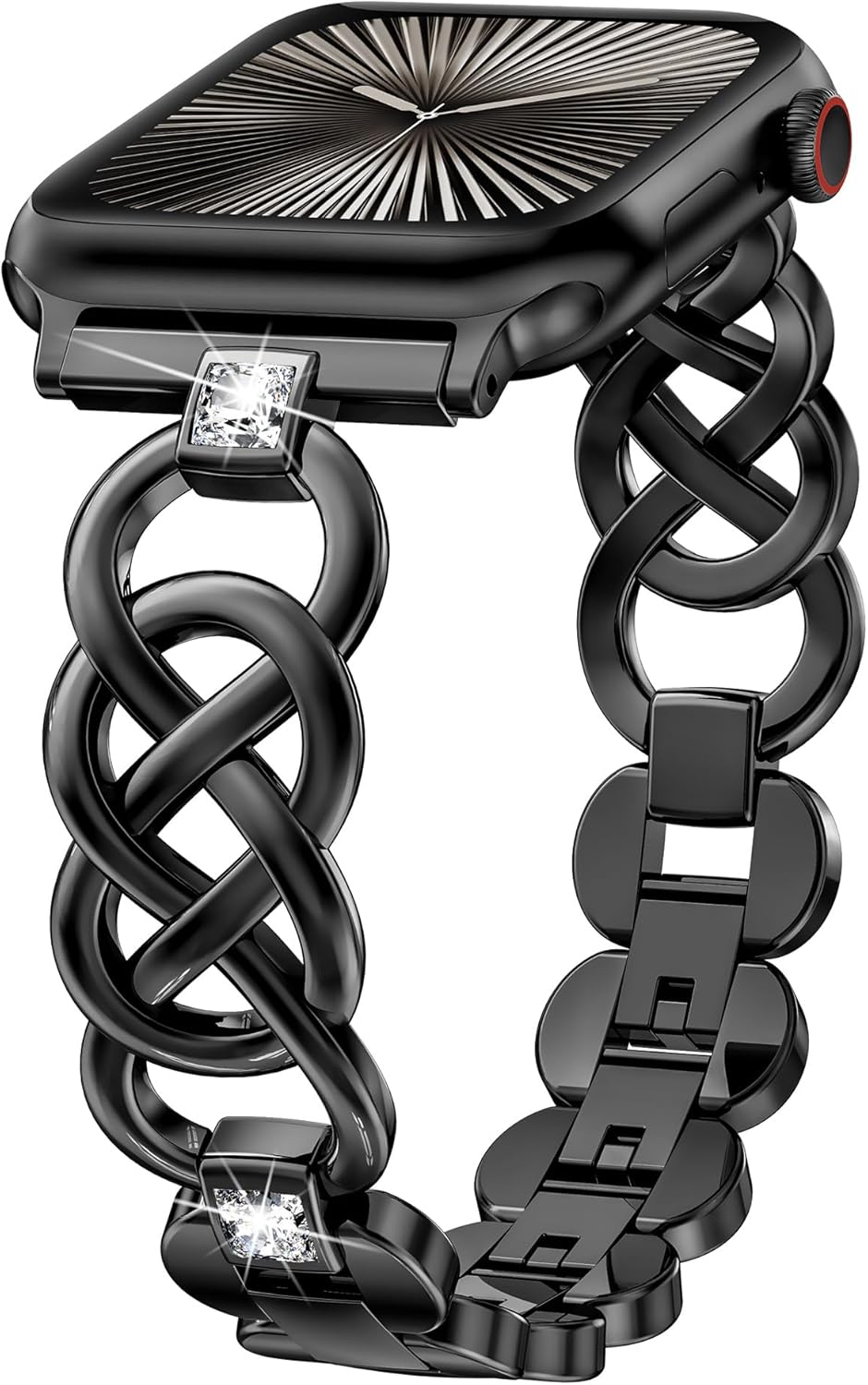 Moolia Elegant Celtic Knot Strap Compatible with Apple Watch Band 42/41/40/38/46/45/44/49mm Sparkling Braided Metal Women Replacement Bracelet for iWatch Ultra Series 10/9/8/7/6/5/4/3/2/1