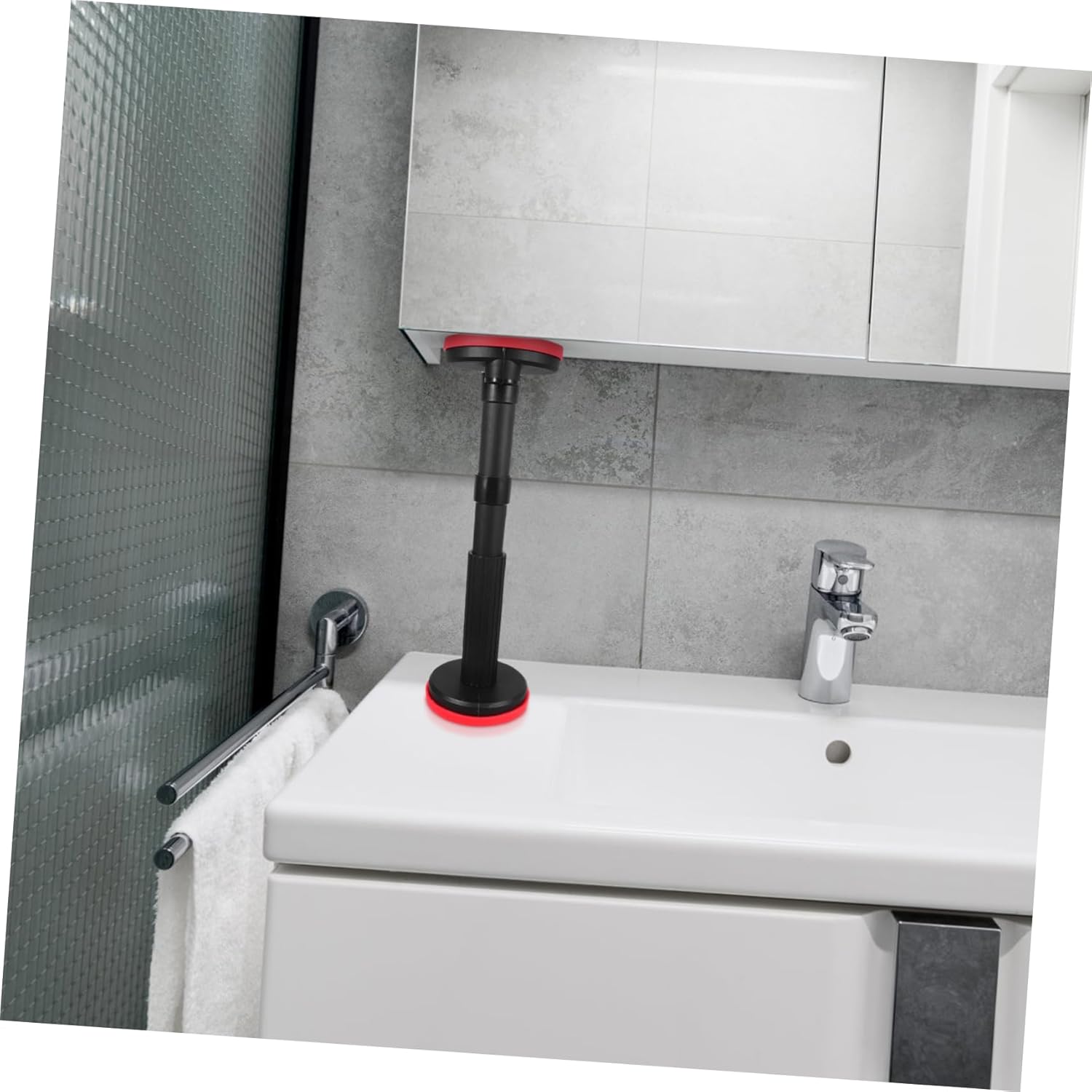 2pcs 18-44cm Adjustable Telescopic Support Poles For Bathroom Cabinet Installation Black Sink Mounting Brackets For Undermount Sink Installation