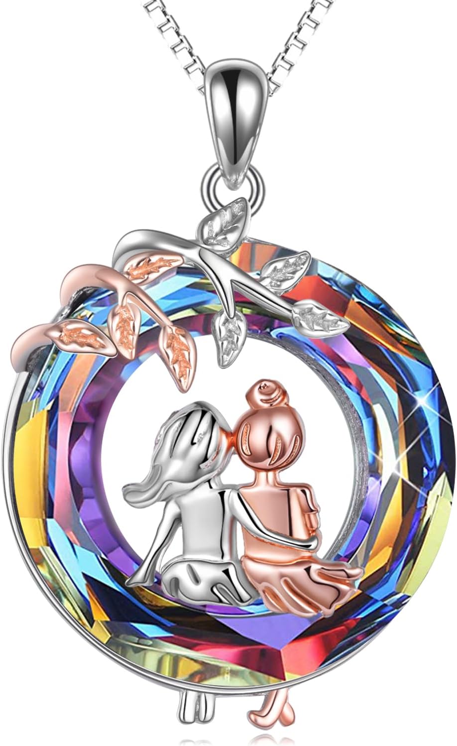 AOBOCO Gifts for Sister 2 3 Sisters Necklace for Women Sterling Silver Sisters Pendant Jewelry Birthday Christmas Gifts for Friend Female Friendship Lasts Forever