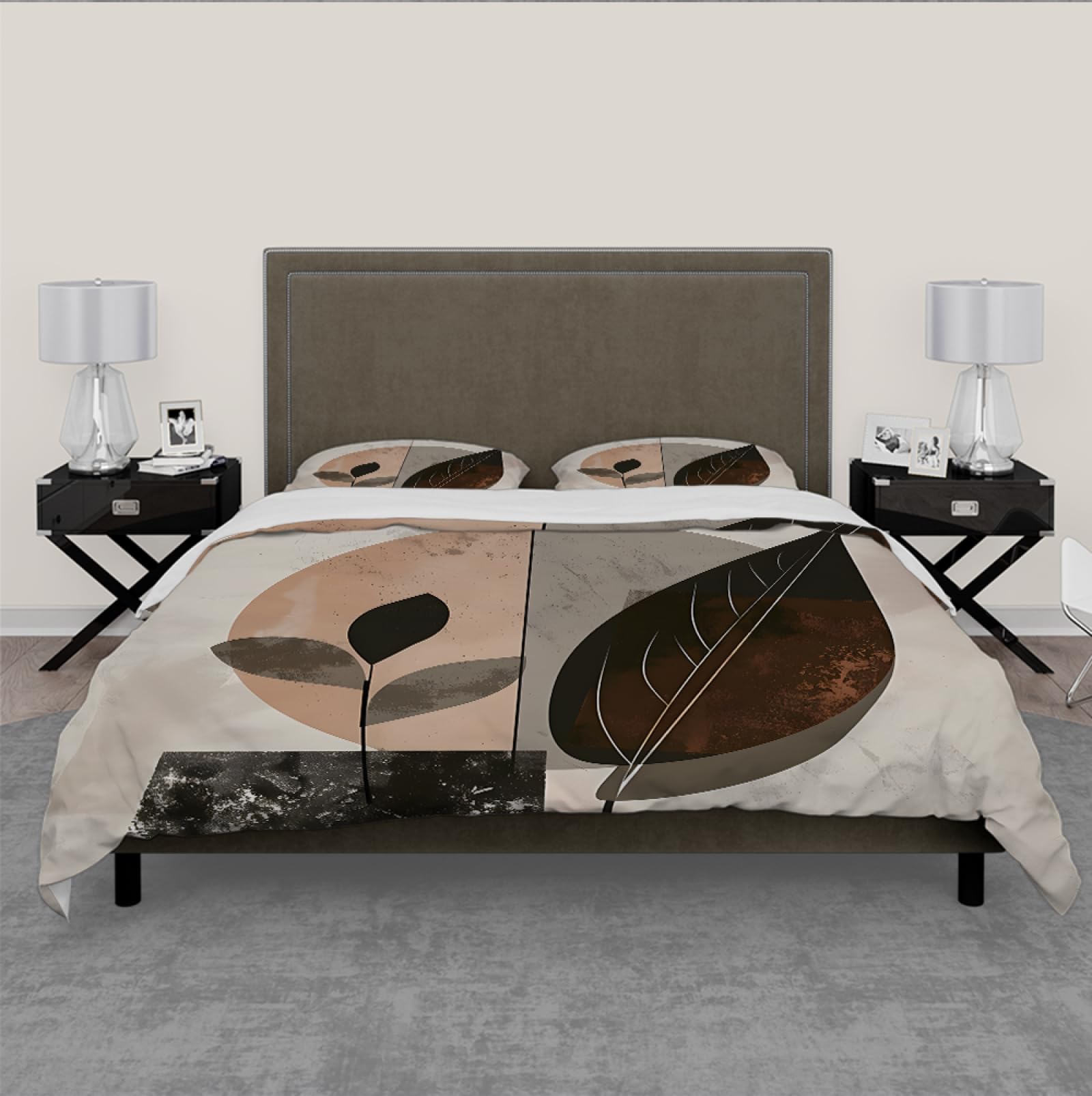 Mid Century nowoczesny 3-częściowy zestaw pościeli na wszystkie pory roku rustykalny naturalny odcień teksturowany poliester oddychająca poszwa na kołdrę 155 x 200 cm