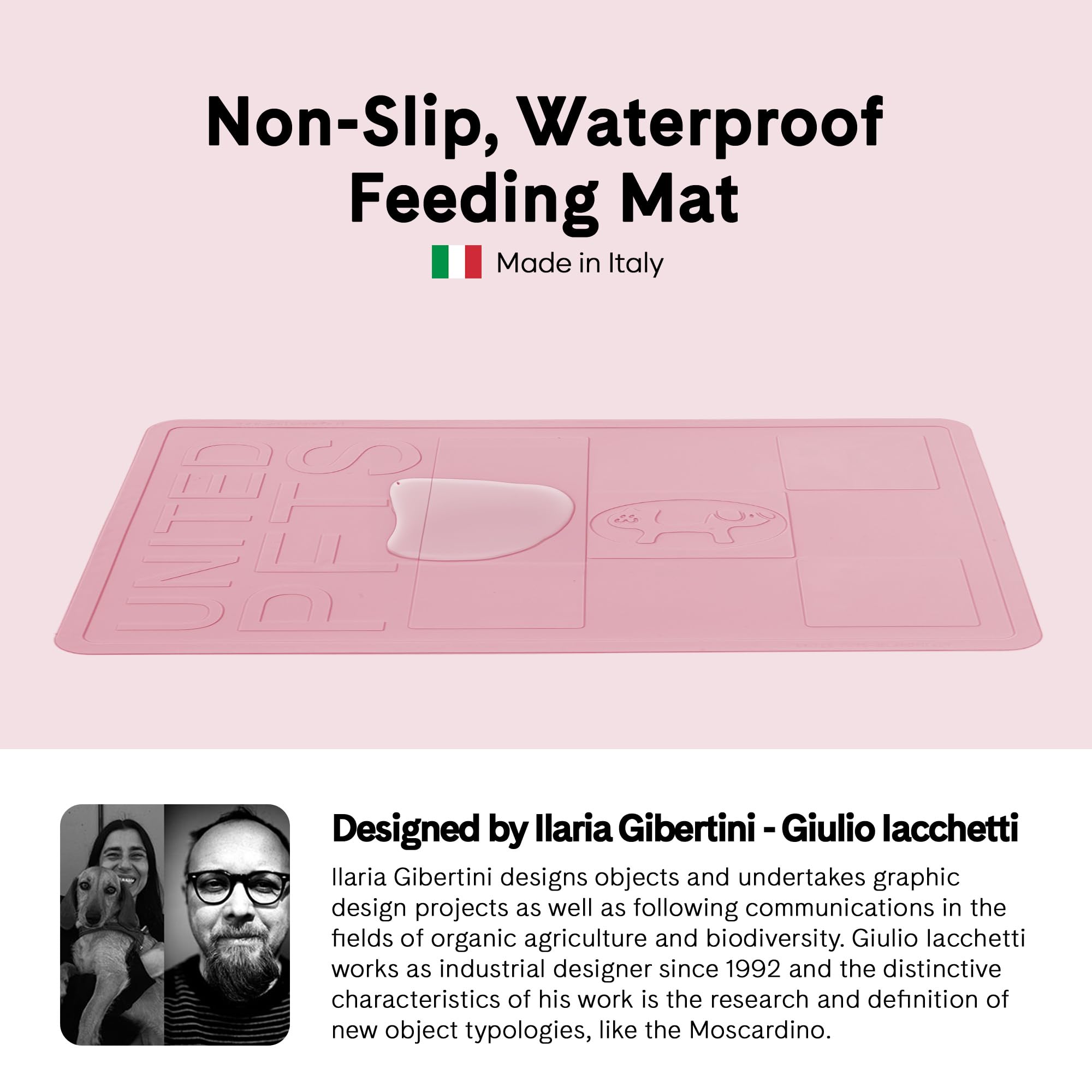 United Pets Mustafà Design Bowl Mat for Dogs and Cats Made in Italy, Non-Slip Bowl Mat, Antique Pink, M, M (Confezione da 1) - Image 2