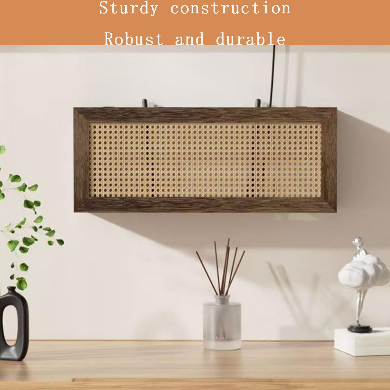 Rattan-WLAN-Router-Aufbewahrungsschrank for Kabelmodems Und Netzwerkgeräte – Hölzerne WLAN-Router-Box, Stilvolles Design Mit Belüftung Kabelmanagement