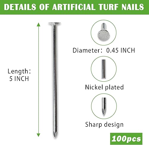 Miniatura 2 de SUNTURF Paquete de 100 clavos de plástico de 5 pulgadas, estacas de césped artificial, estacas de metal galvanizado en espiral para paisajismo