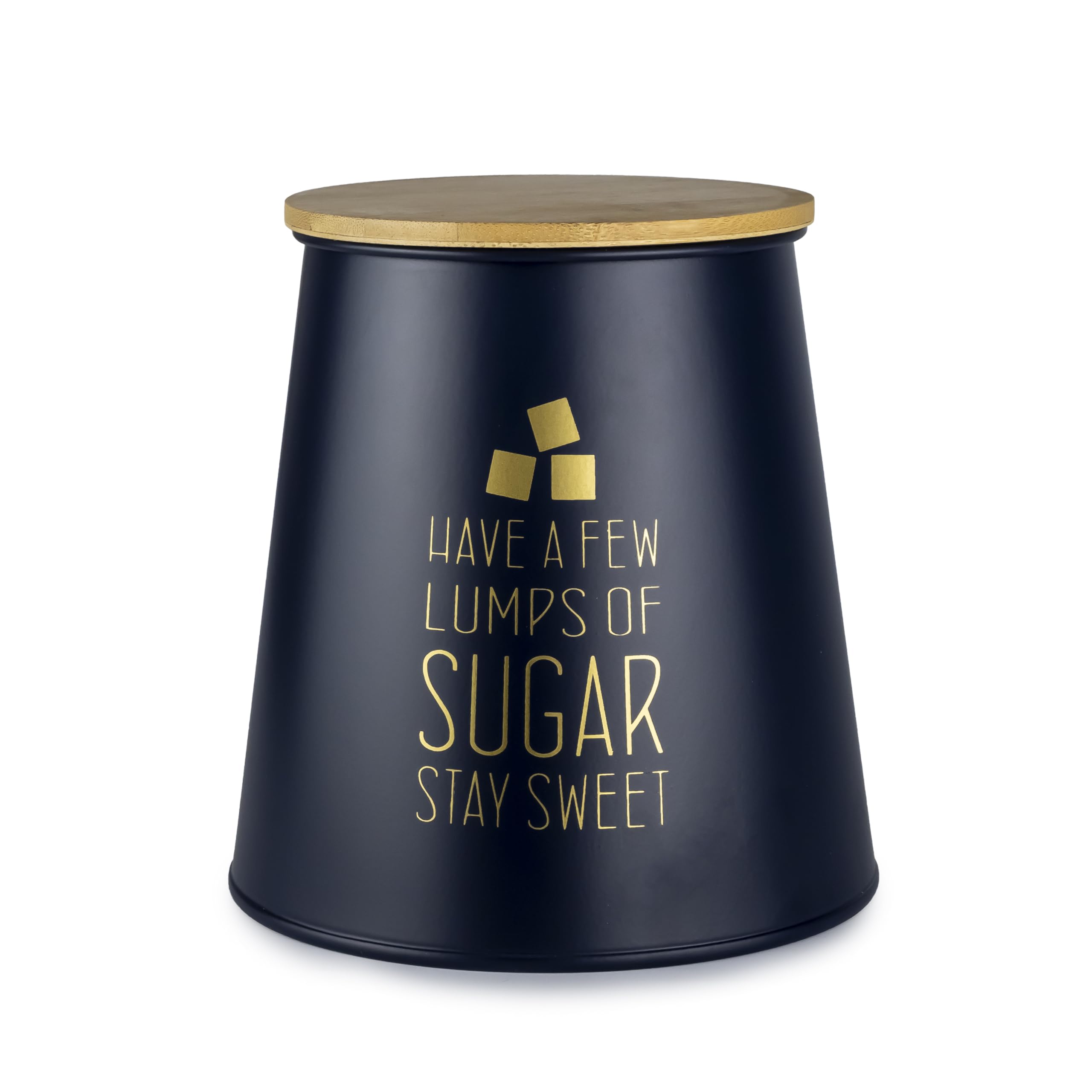 Cuisine Art DIVA Sugar Canister with Bamboo Lid Premium Sugar Storage Container - Classic Sugar Caddy - Elegant Sugar Organizer - Compact Sugar Tin - 10.7x 14x14cm Navy Blue