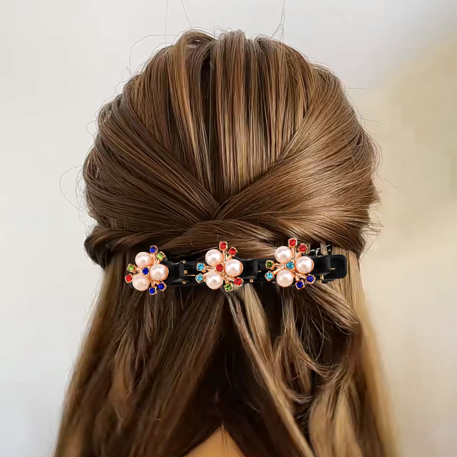 Camic 8-teiliges Haarspangen-Set – Mit Kristallen, Satin-Stoff, Entenschnabel-Clip, Für Frauen & Mädchen