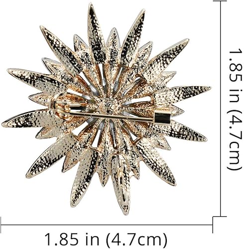 Miniatura 2 de Broche de flores de geometría de cristal Austrain con ramo de perlas de imitación, accesorios de joyería para mujer