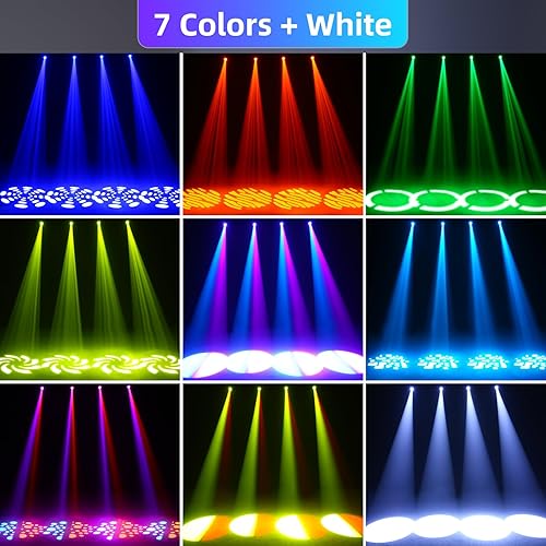 Vista 35 de U`King: Luces de escenario, luces de cabeza de movimiento, 8 Gobos, 8 colores, 11 canales, 25 watts, DMX 512, con sonido activado para bodas, DJ