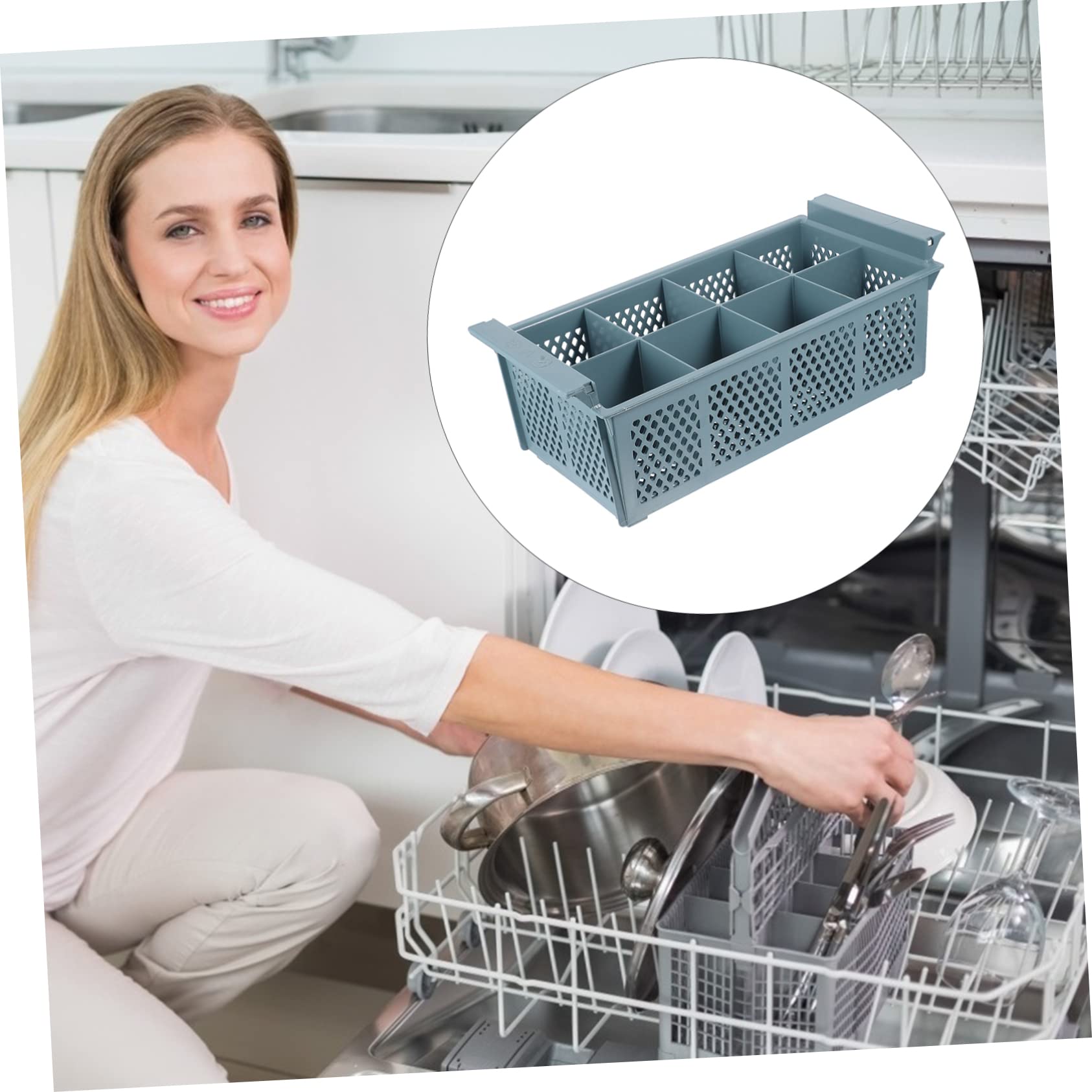 Cesta en 8 Plástico para Lavavajillas para Cubiertos de Almacenamiento Compartimentos Cocina Oficina