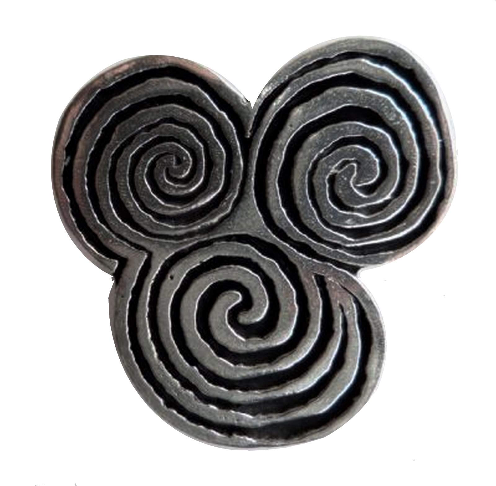 Celtic Triple Spiral Pin Badge - Hand Made in Cornwall, England in Solid Pewter