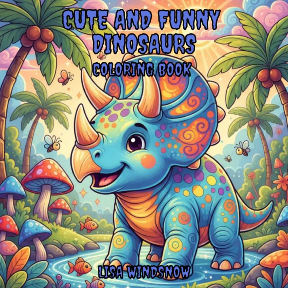 CUTE AND FUNNY DINOSAURS: COLORING BOOK