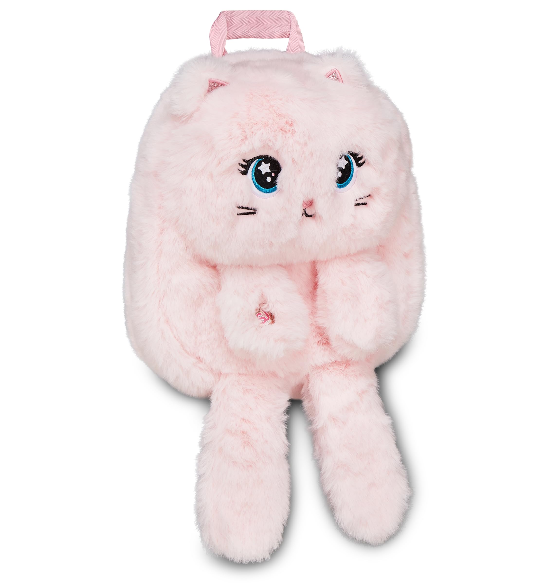 SJ Gang Style JAM Gang Kindergarten Kitten Small Backpack for Girls in Pink Fur with Adjustable Straps, Sparkly Details and Custom Sliders