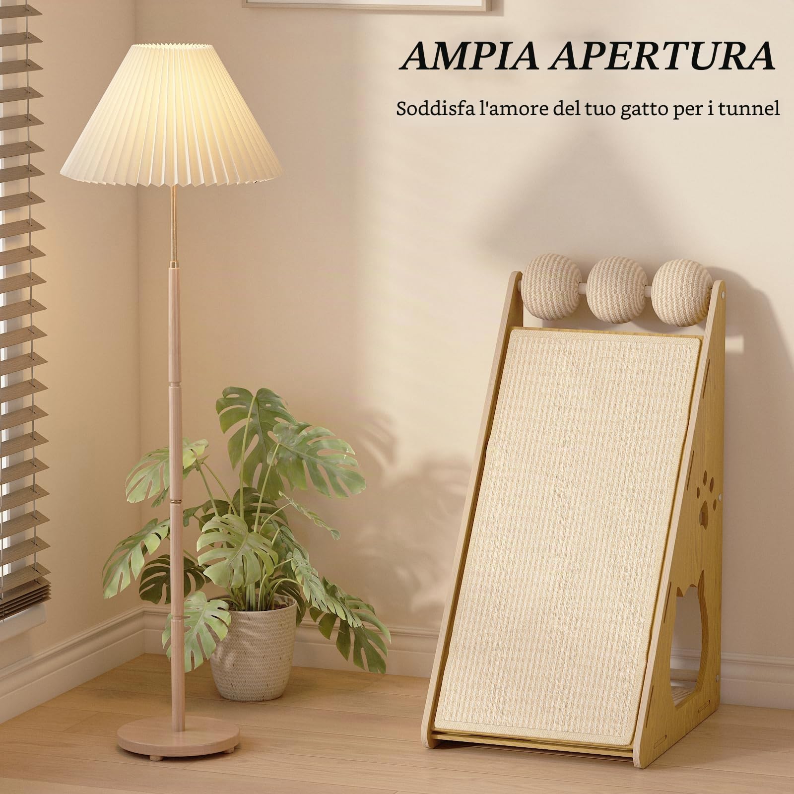 Tiragraffi per gatti, altezza 60 cm | cartone tiragraffi, con palla da gioco, corda di iuta e cartone ondulato, facile da montare