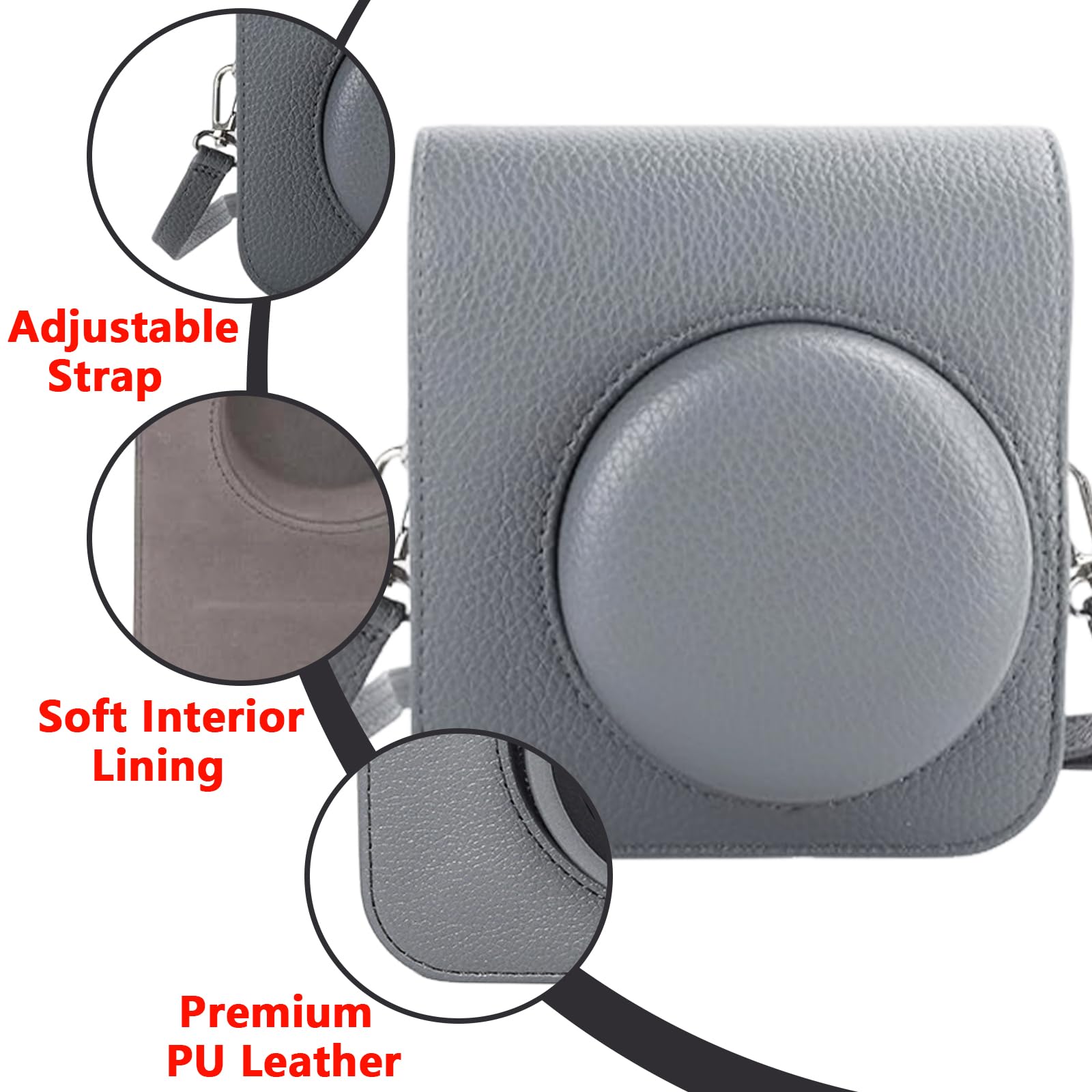 Custodia protettiva per fotocamera compatibile con Fujifilm Instax Mini 41, accessori istantanei personalizzati con 5 cornici magnetiche per foto, borsa in pelle PU con tracolla regolabile