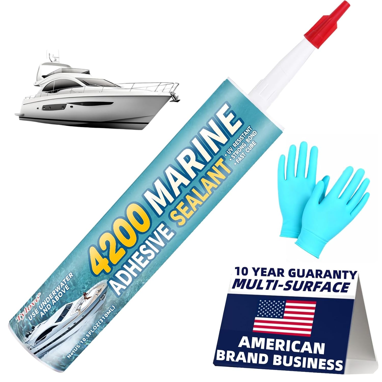 [Crystal Clear] 4200 Marine Sealant Clear - UV-Resistant Waterproof Adhesive for Boats, Windows, Glass & Marine Applications Eco-Friendly, Low Odor (10.5 Oz Tube)