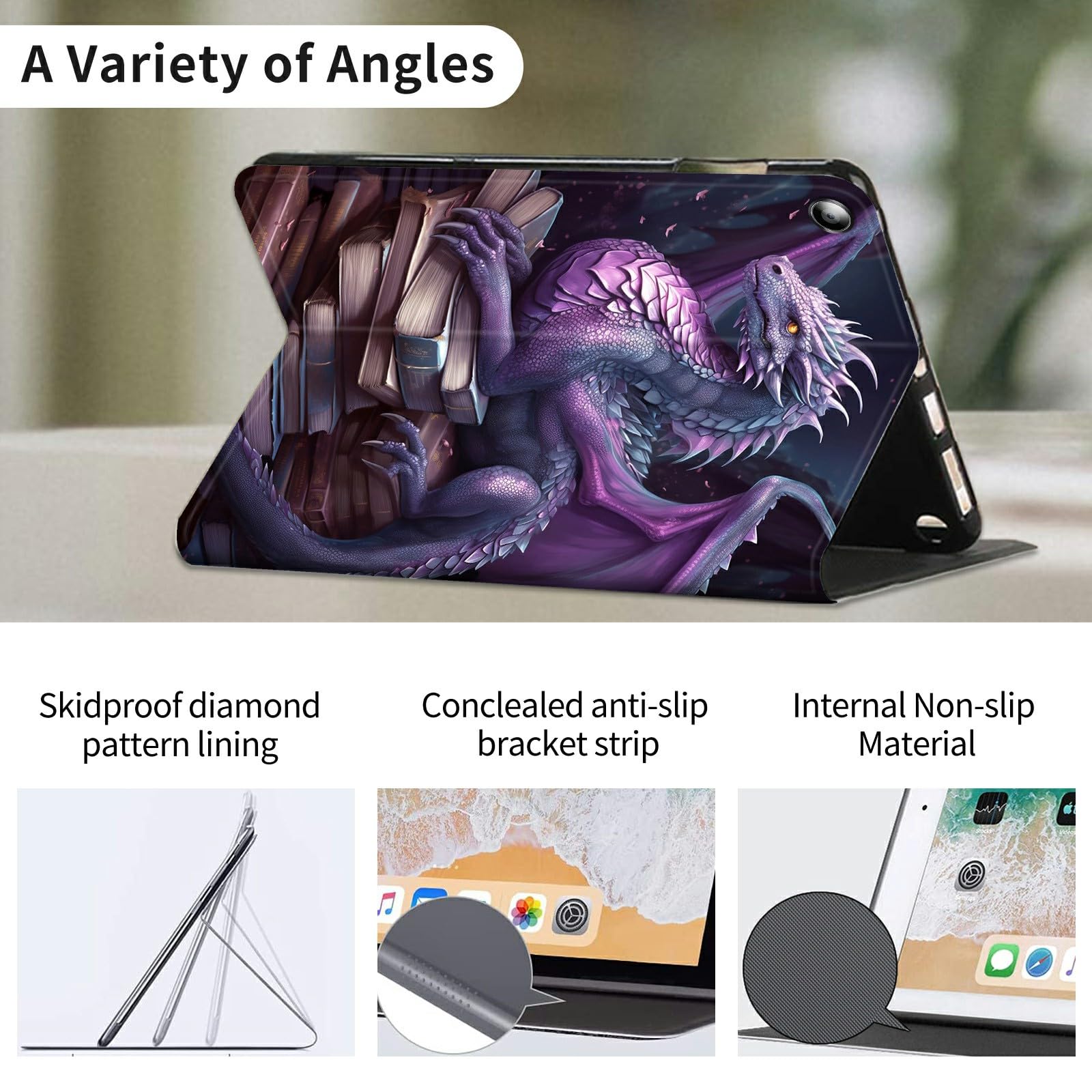 TECH CIRCLE Folio Case For Amazon Fire HD 8 Tablet (8th/7th/6th Generation, 2018/2017/2016 Release), Embossed Pattern Slim Premium PU Leather Stand Protective Smart Cover With Auto Wake/Sleep, Green