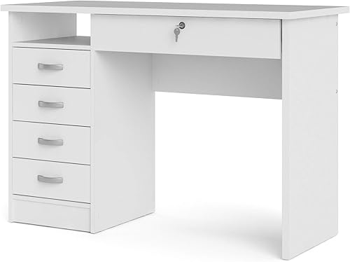 Miniatura 3 de Tvilum Escritorio con 5 cajones color blanco