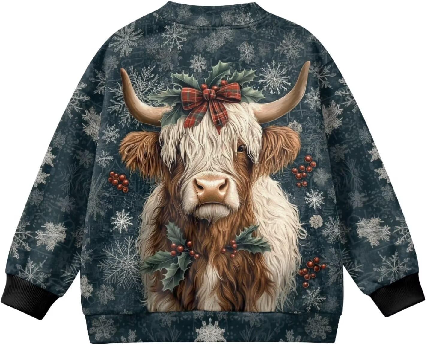 Christmas Baseball Jacket Size 5-12 Kids Fleece Button Down Jackets Cardigan Coat Warm Winter Clothes