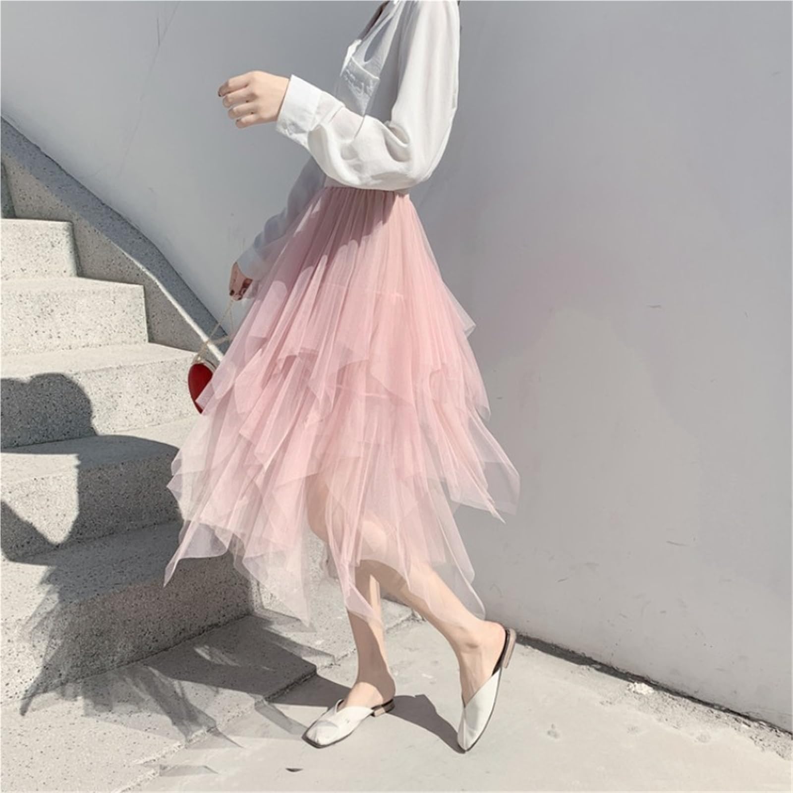Elegante Gonna Lunga a Rete Irregolare Temperamento Ropa Mujer