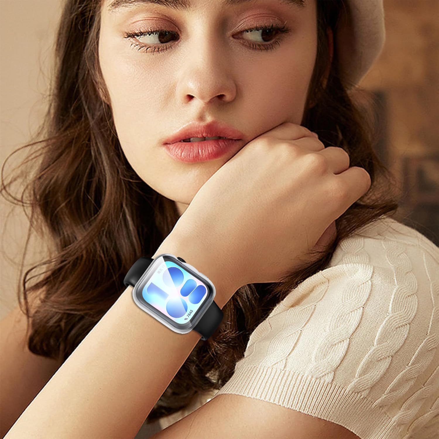 ivoler 3 szt. Etui + Folie Ochronne dla Huawei Watch Fit 5, Pełne Pokrycie, Przezroczysty + Czarny + Srebrny