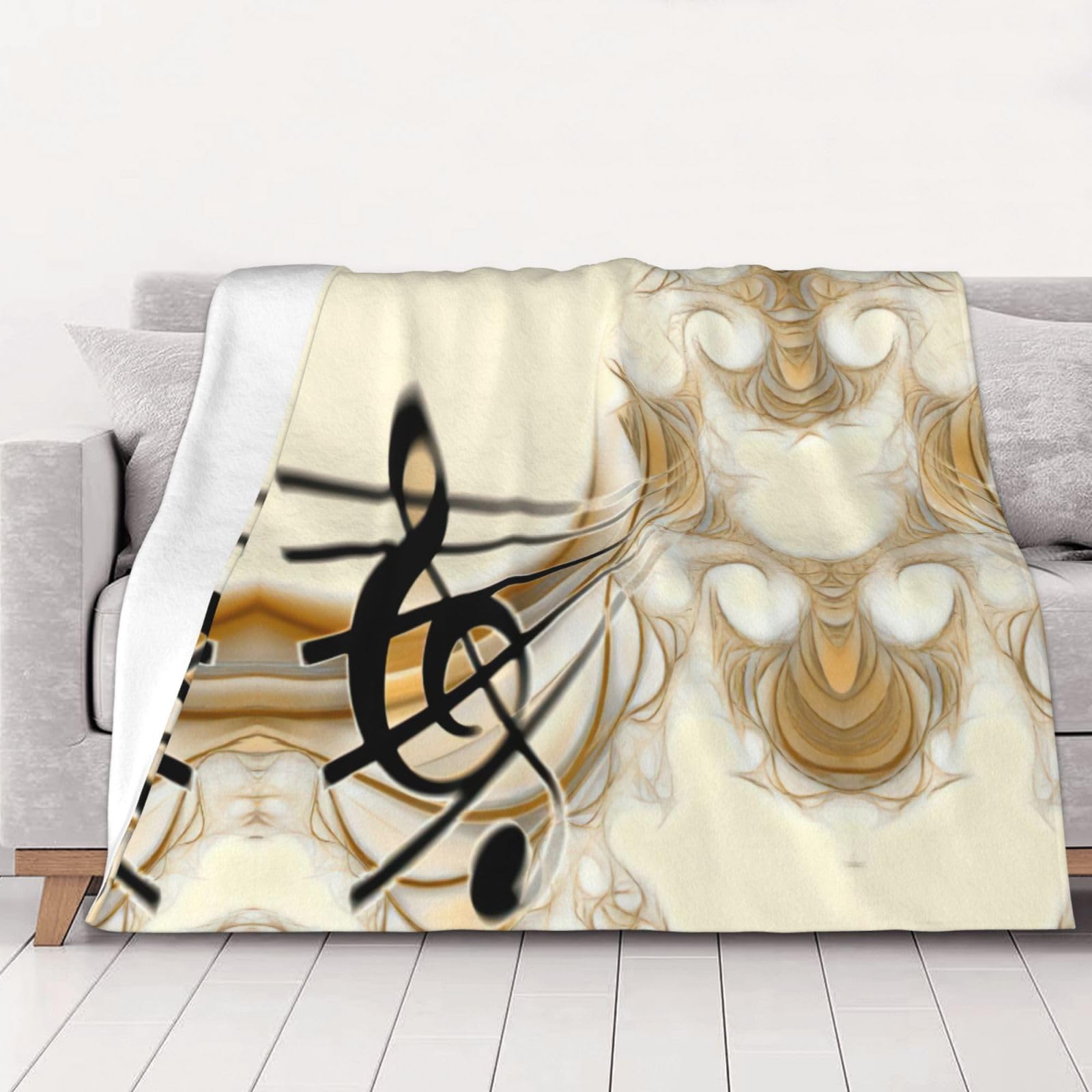 Couverture flanelle notes de musique pour camping et salon