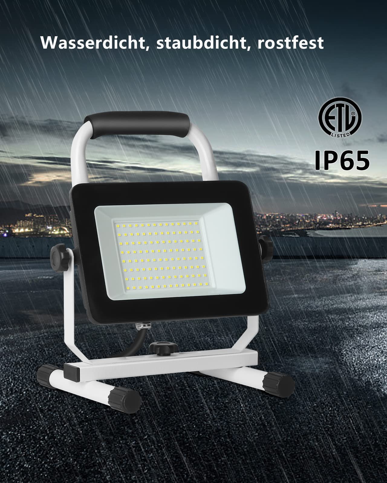 50W LED Bouwlamp Zwart - Waterdicht IP65 - 5 jaar garantie